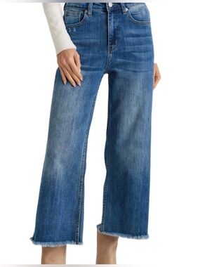 J Crew Point Sur Crop High waist Wide Leg Raw Hem Ankle Jean size 31